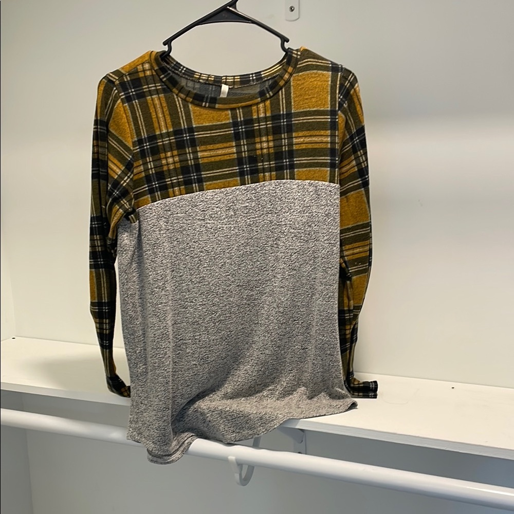 My Story Plaid and Heather Gray Long Sleeve Tee